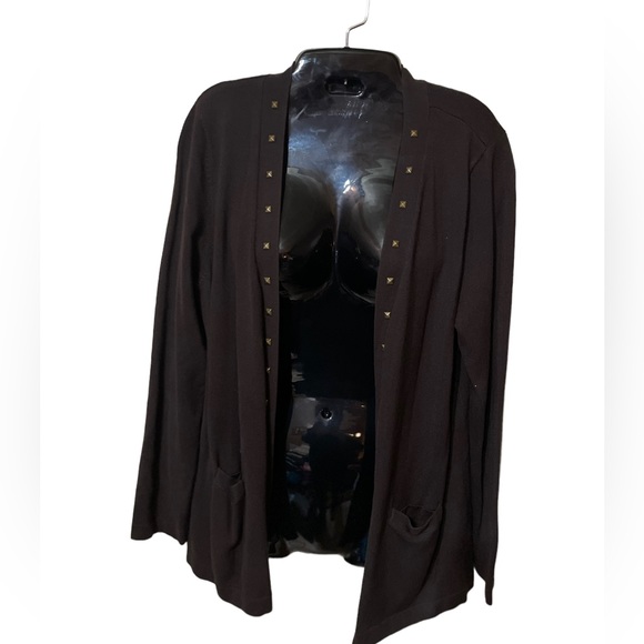 Laura Petites Size Large Black Cardigan with Copper like Beading - Picture 1 of 6